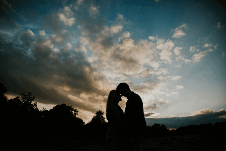 A couple shilouette by the sunset on Rivington Pike